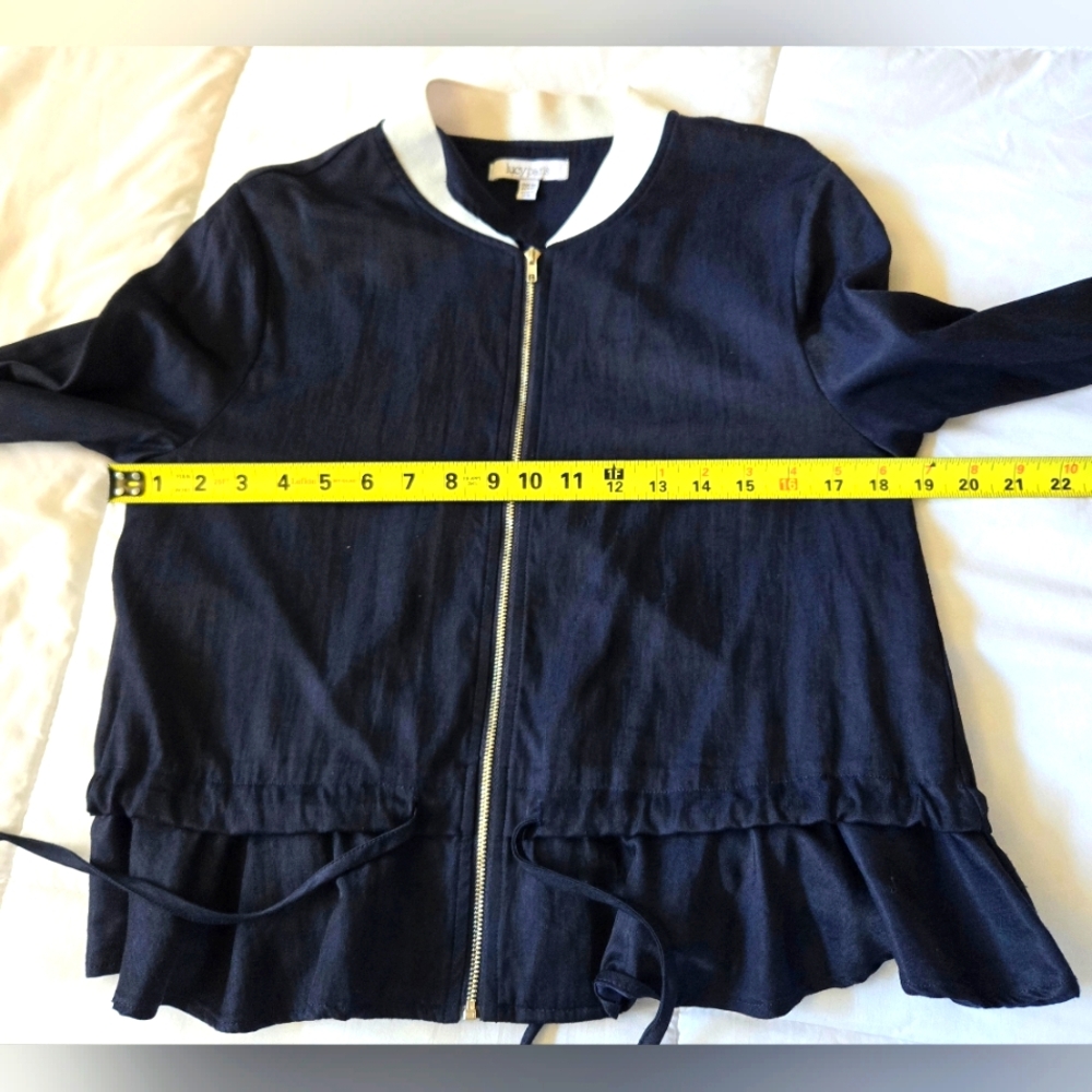 Lucy Paris Dark Blue and White Bomber Jacket - Picture 13 of 16